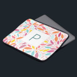 Capa Para Notebook Mosaico de Folha Moderna Monograma em Pastas Vibra<br><div class="desc">Um magnífico tapete de porta pastel,  vibrante,  personalizado,  com um mosaico folha em tons de laranja,  amarelo,  lacrimejante e rosa. Faz um presente maravilhoso.</div>