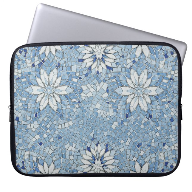 Capa Para Notebook mosaico floral azul (Frente)