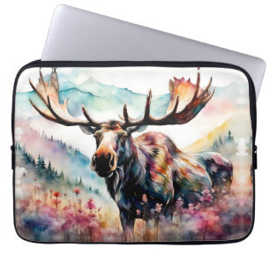 Capa Para Notebook Moso em aquarela de flores silvestres