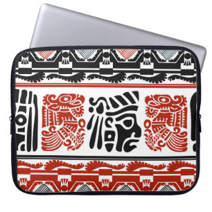Capa Para Notebook Motivos indianos, vermelho-preto, padrão perfeito.