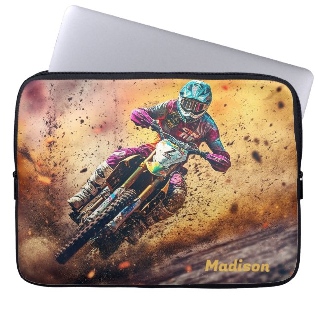 Capa Para Notebook Motocross de nome personalizado (Frente)