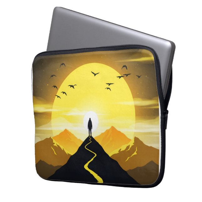Capa Para Notebook Mountain Peak Silhouette with a winding. Pedestal (Frente Esquerda)