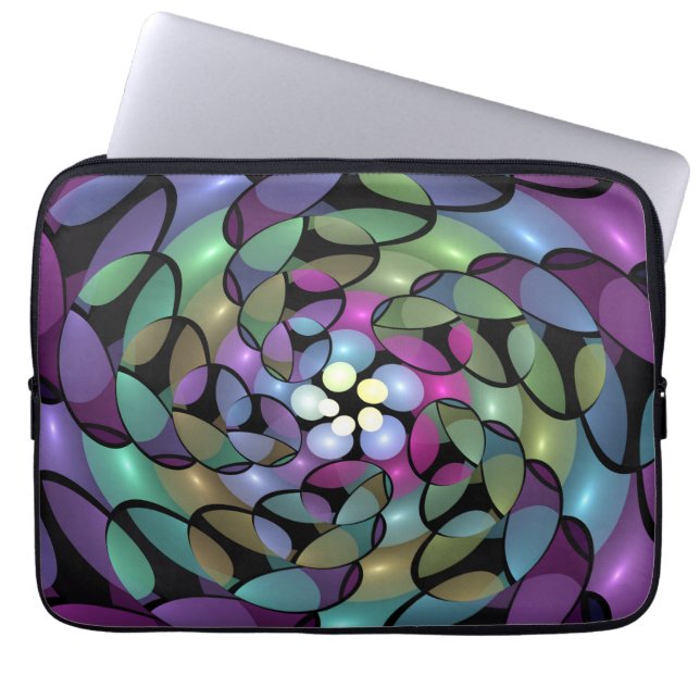 Capa Para Notebook Movimentos Coloridos Abstrato Trippy Fractal Art (Frente)