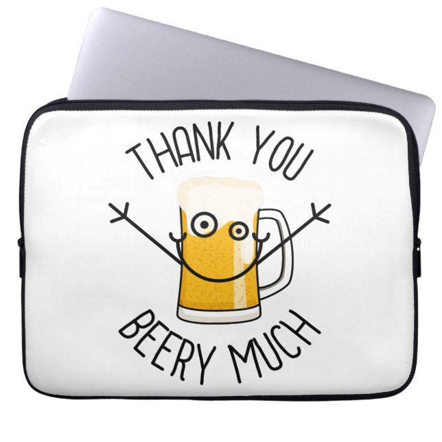 Capa Para Notebook Muito Obrigado Cerveja - Rosto Engraçado (Frente)