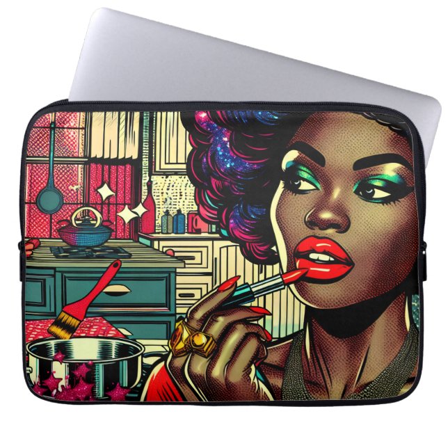 Capa Para Notebook Mulher Bonita Passando Brilho Labial (Frente)