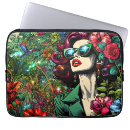 Capa Para Notebook Mulher bonito no Jardim Flor