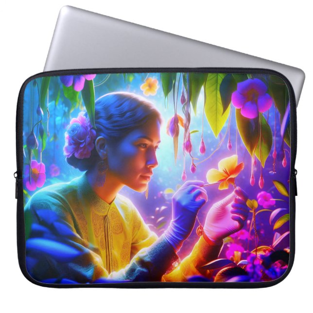 Capa Para Notebook Mulher Botânica Mulher em uma Bolsa de Eletrônicos (Frente)