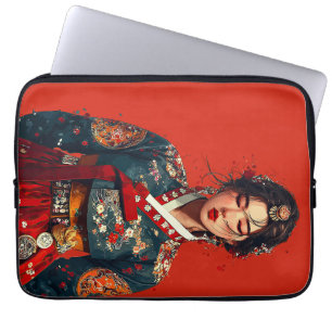 Capa Para Notebook Mulher Coreana Moderna em Retrato de Hanbok 