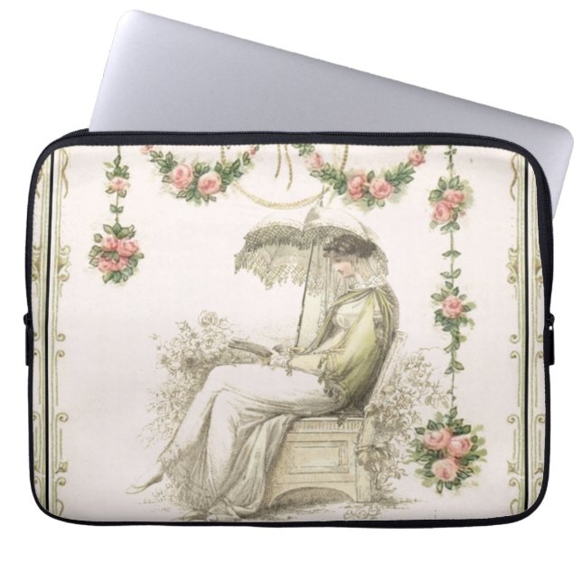Capa Para Notebook Mulher lendo Regência em moda (Frente)