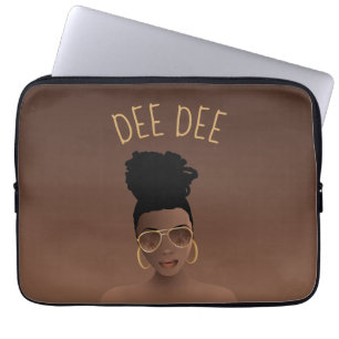 Capa Para Notebook Mulher Negra, Dourada Sombreada e Arma Alto, Lapto
