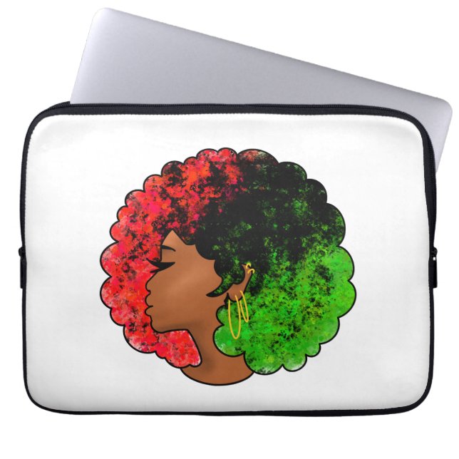 Capa Para Notebook Mulher negra pan-africana, orgulho verde vermelho  (Frente)