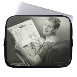 Capa Para Notebook Mulher que senta-se na cadeira