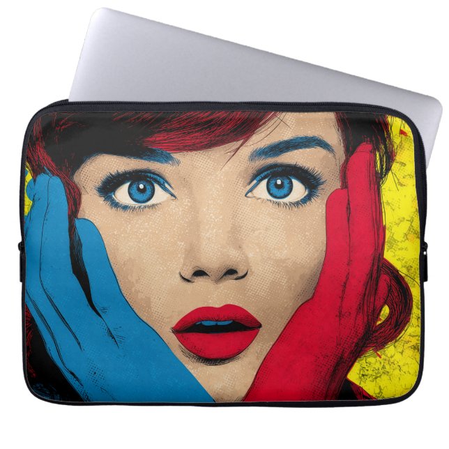 Capa Para Notebook Mulher surpreendida na Pop Art (Frente)