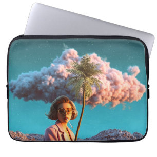 Capa Para Notebook Mulher Surrealista com Palmeira