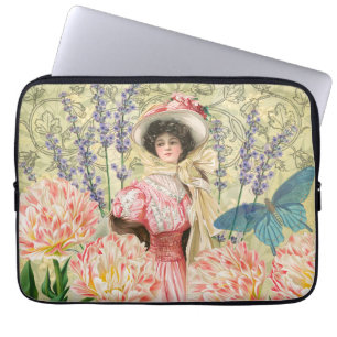 Capa Para Notebook Mulher Vitoriana Floral Rosa Regência