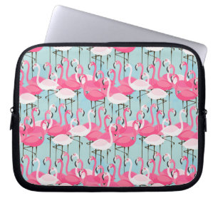 Capa Para Notebook Multidão De Flamingos, Rosa E Branca