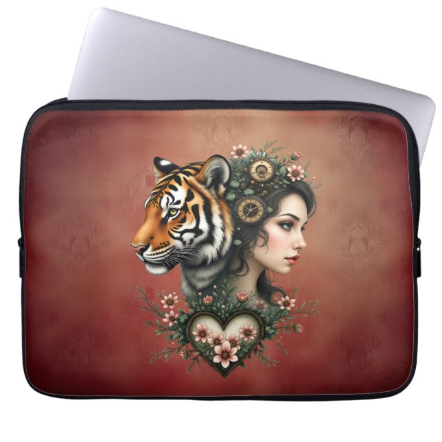 Capa Para Notebook Mundo floral magnético steampunk (Frente)