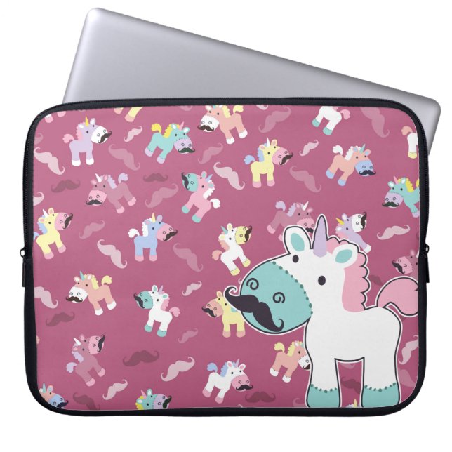 Capa Para Notebook Mustachio Unicornio (Frente)