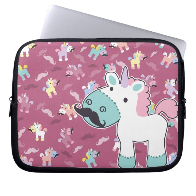 Capa Para Notebook Mustachio Unicornio (Frente)