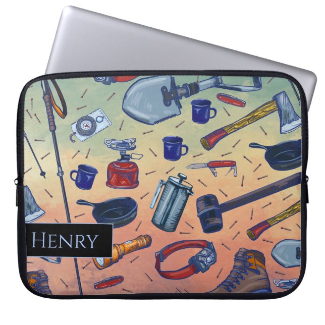 Capa Para Notebook Muted Sunrise Camping Gear Pattern  (Frente)