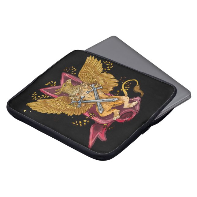 Capa Para Notebook Mystic Griffin com espadas (Frente Topo)