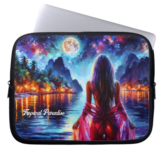 Capa Para Notebook Mystic woman under full moon reflections art (Frente)