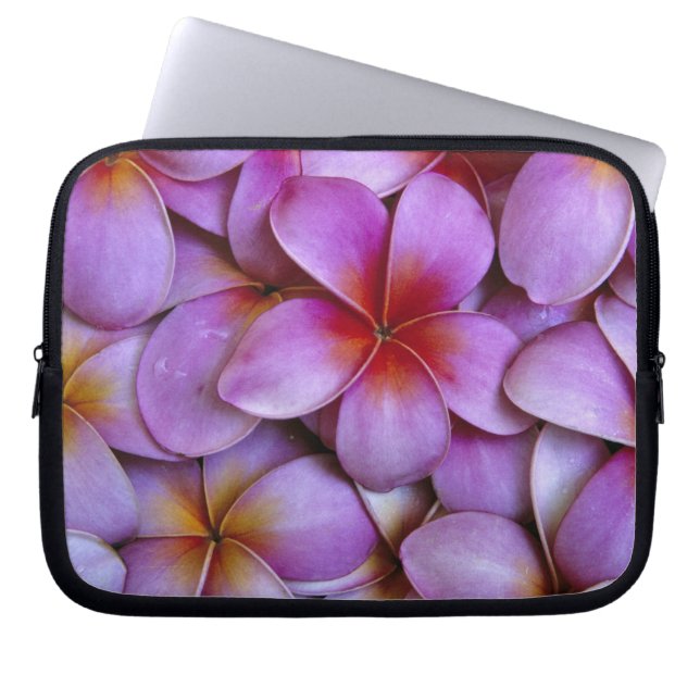 Capa Para Notebook N.A., EUA, Maui, Havaí. Flores de Plumeria rosa. (Frente)