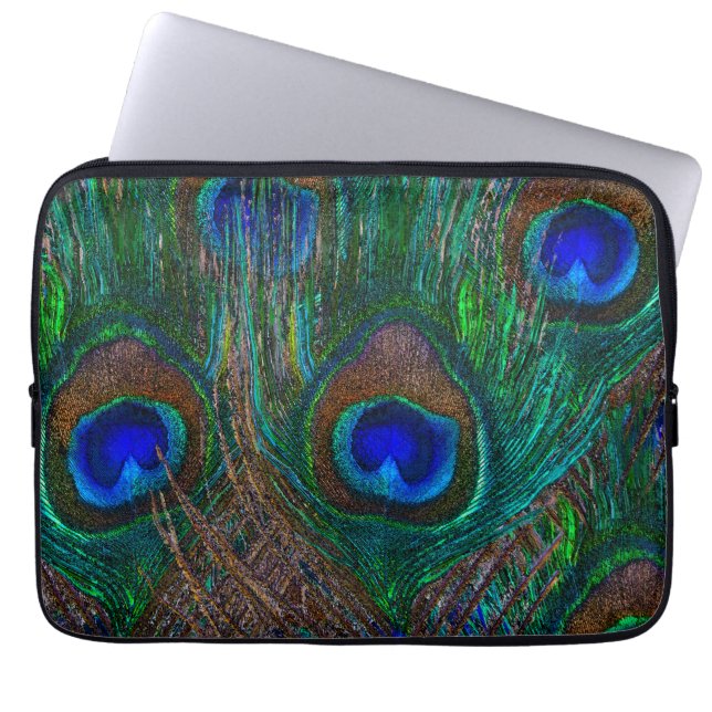 Capa Para Notebook Na moda de Penas de Peacock Azul (Frente)