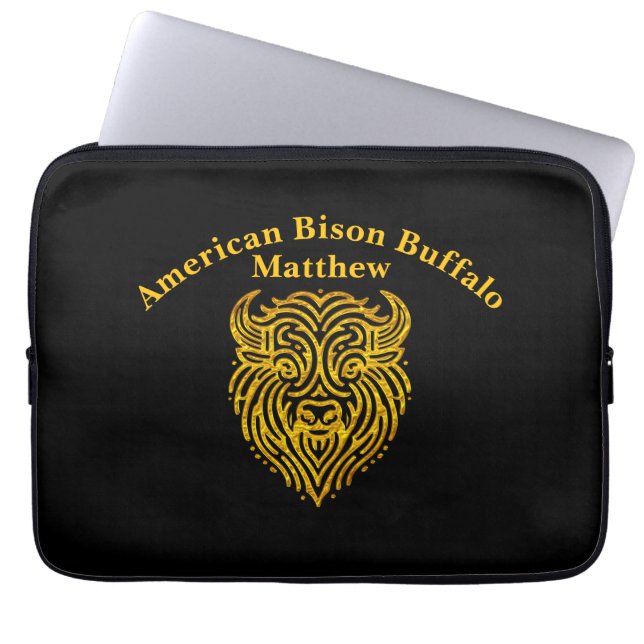 Capa Para Notebook Na moda Design de um Dourado Cabeça de Bison Buffa (Frente)