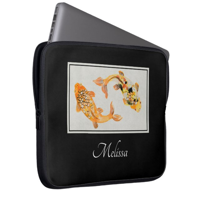 Capa Para Notebook Na moda Dourado Peixe Koi (Frente Esquerda)