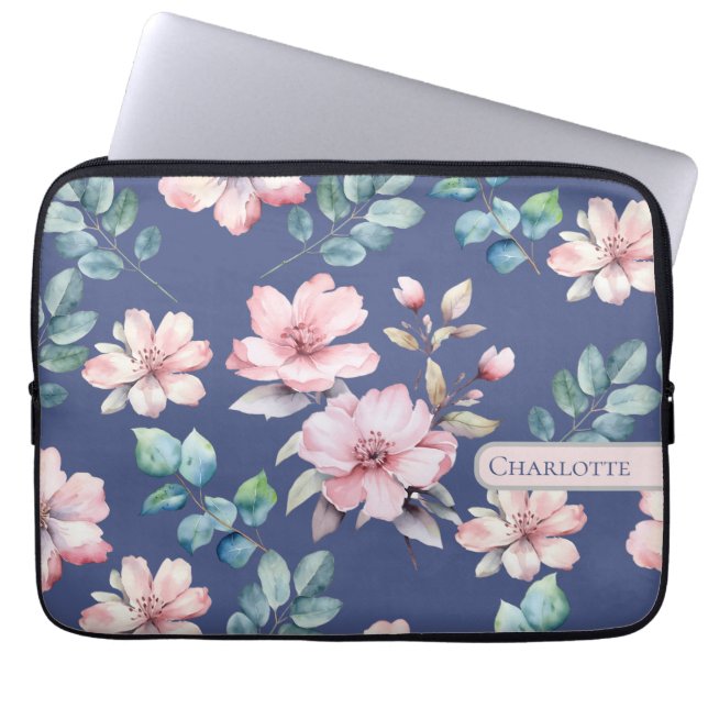 Capa Para Notebook Na moda Floral Azul (Frente)