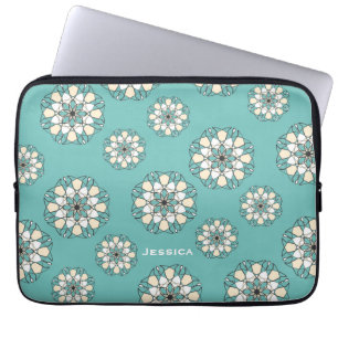 Capa Para Notebook Na moda Geométrico Teal Floral Mandala
