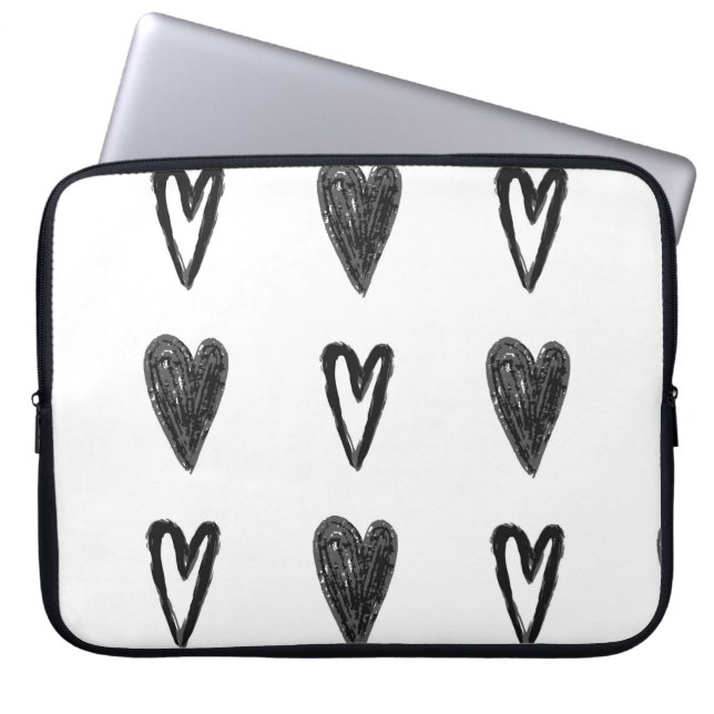 Capa Para Notebook Na moda gráfico com corações. Blac (Frente)