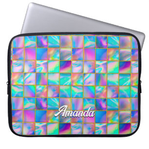 Capa Para Notebook Na moda holográfico de moda dourada geométrica