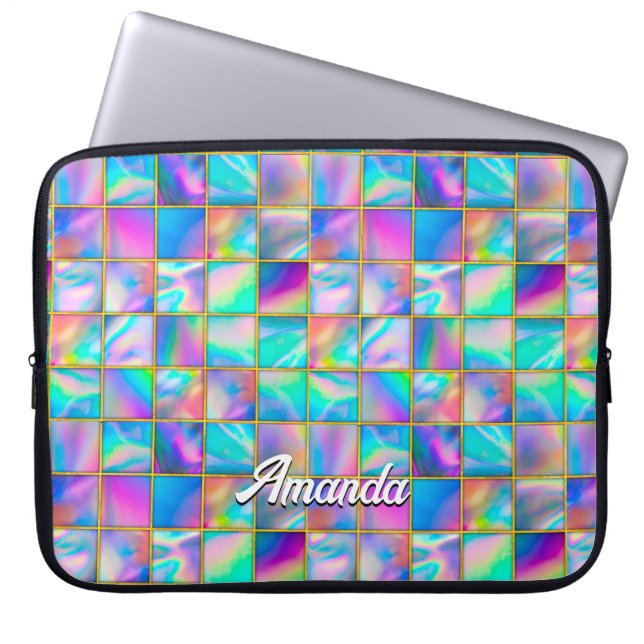 Capa Para Notebook Na moda holográfico de moda dourada geométrica (Frente)