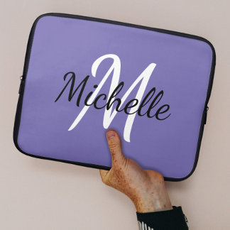 Capa Para Notebook Na moda Modern Roxo Monograma Nome + Inicial
