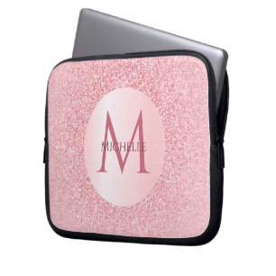 Capa Para Notebook Na moda Trendy Rosa Dourada Modelo Monograma Girly