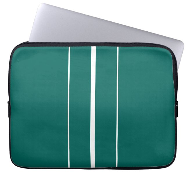 Capa Para Notebook Na moda Trendy Teal White - Bandas Verticais Verti (Frente)