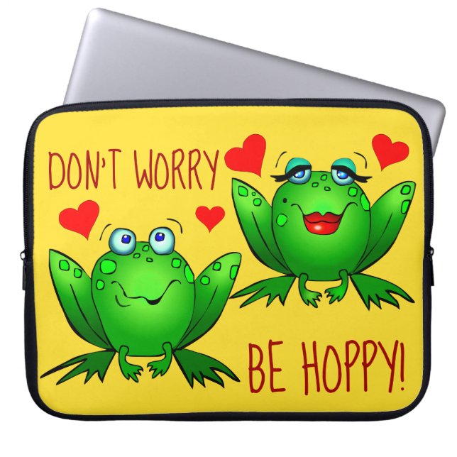 Capa Para Notebook Não Se Preocupe Com Sapos Verdes Felizes E Bonitos (Frente)