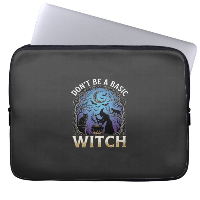 Capa Para Notebook Não Seja Básica Bruxa Cauldron Halloween Gatos Pre (Frente)