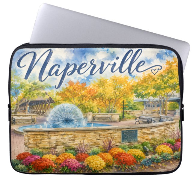 Capa Para Notebook Naperville Illinois Fonte Dandelion Riverwalk (Frente)