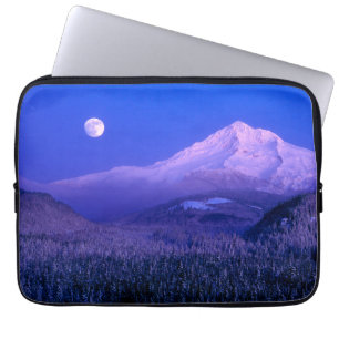 Capa Para Notebook Nascer da Lua Sobre o Mt. Hood Oregon no Inverno