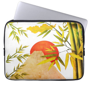 Capa Para Notebook Nascer do Sol no Monte Oriental Japonês com Bambu