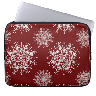 Capa Para Notebook Natais vintages Snowflakes Red Blizzard Padrão
