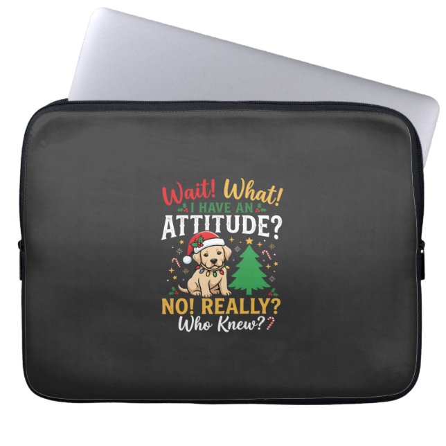 Capa Para Notebook Natal Divertido Cão Atitude Feriado (Frente)