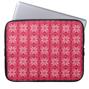 Capa Para Notebook Natal, Escandinávia, vermelho, branco, flocos de n