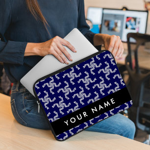 Capa Para Notebook Natal Garland, Azul, Seu nome, Personalize