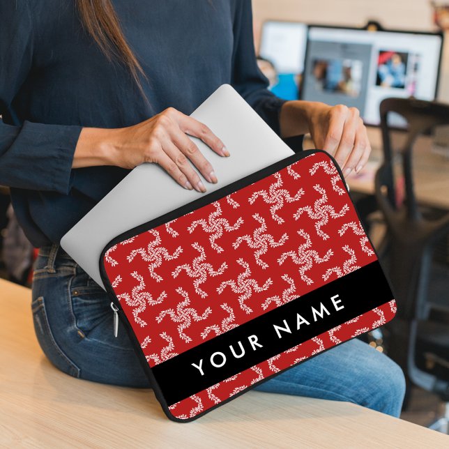 Capa Para Notebook Natal Garland, Red, Seu nome, Personalize (Criador carregado)