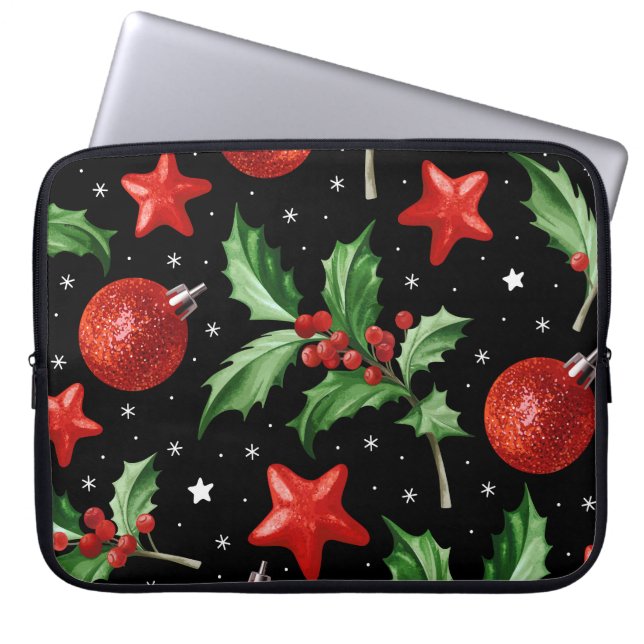 Capa Para Notebook Natal Holly Snow Stars Sem Perfeições (Frente)