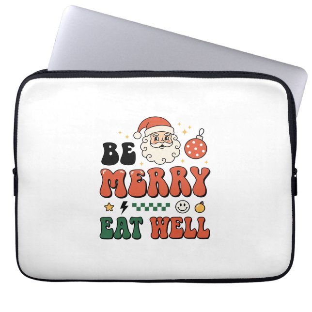 Capa Para Notebook Natal Seja Alegre Coma Bem Design de Papai Noel (Frente)